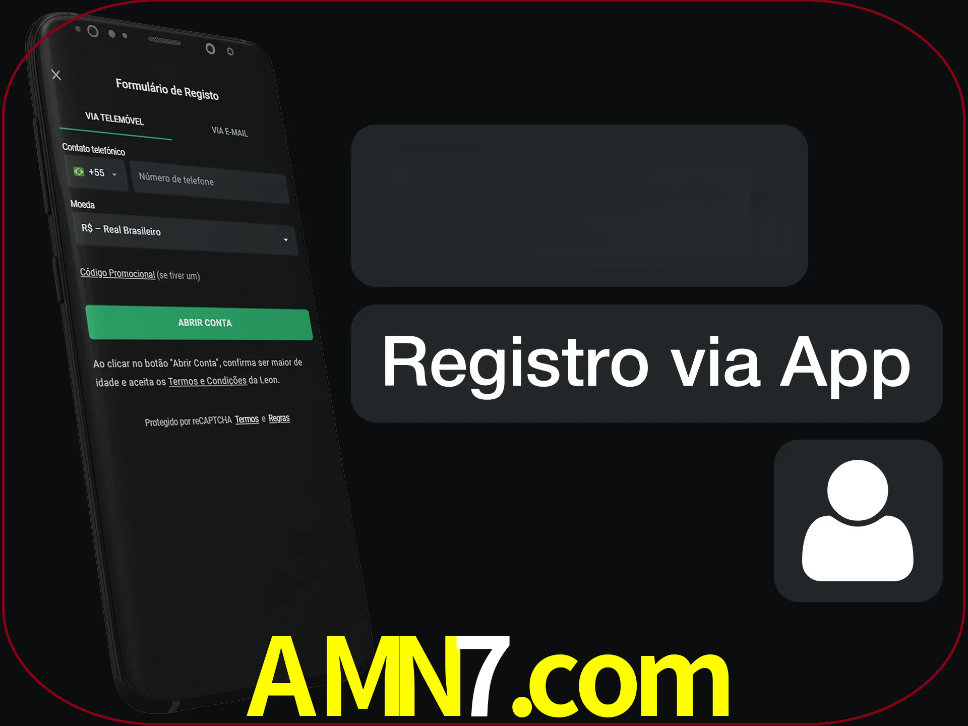 Registre-se com duas etapas usando o aplicativo.