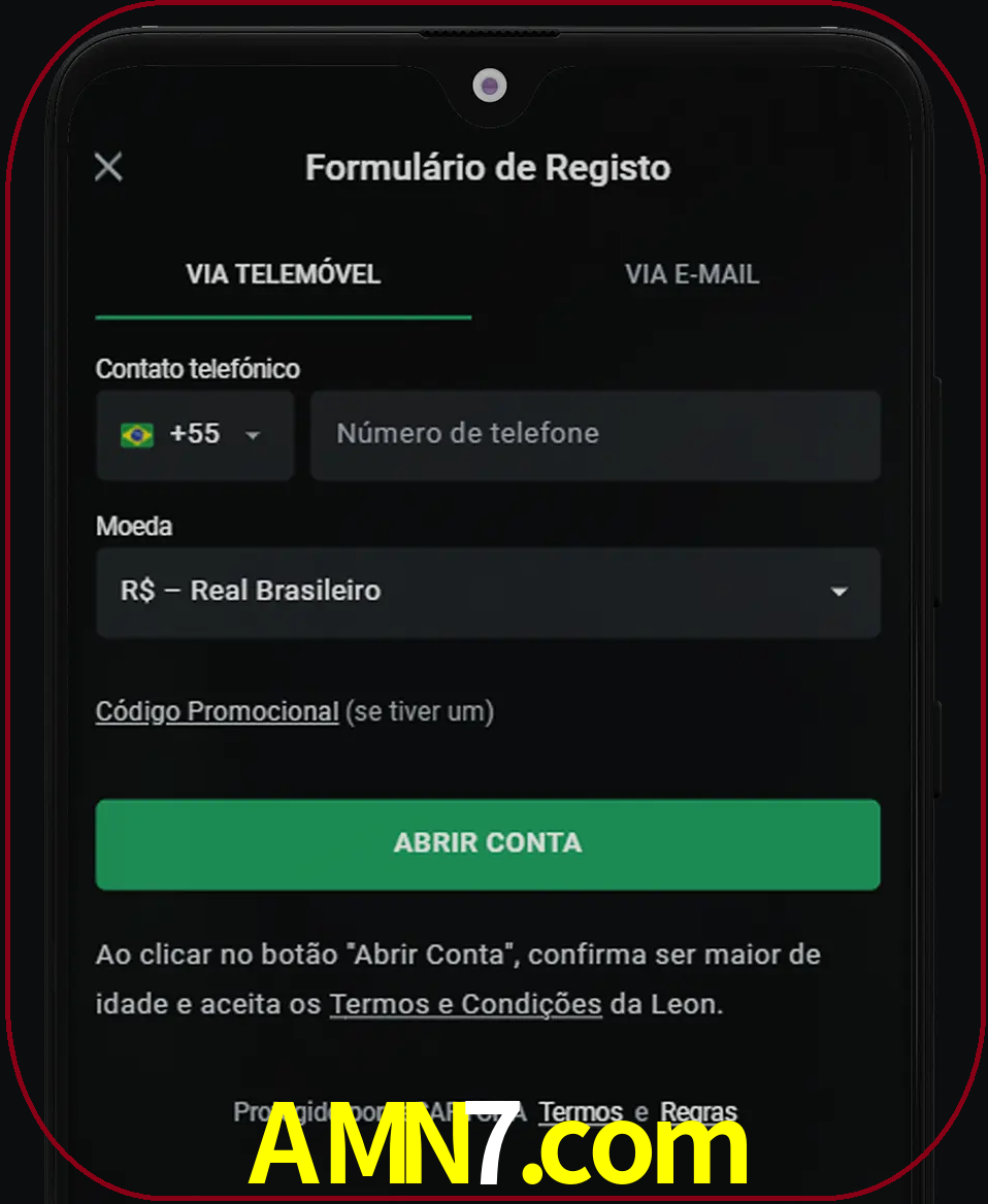 Abra o aplicativo e inicie o processo de registro.